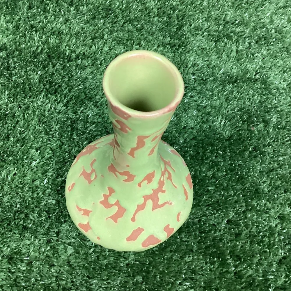 Vintage Bud Vase Green Drip Glaze